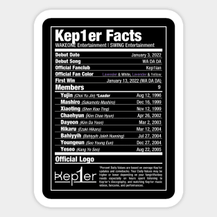 Kep1er Nutritional Facts Sticker